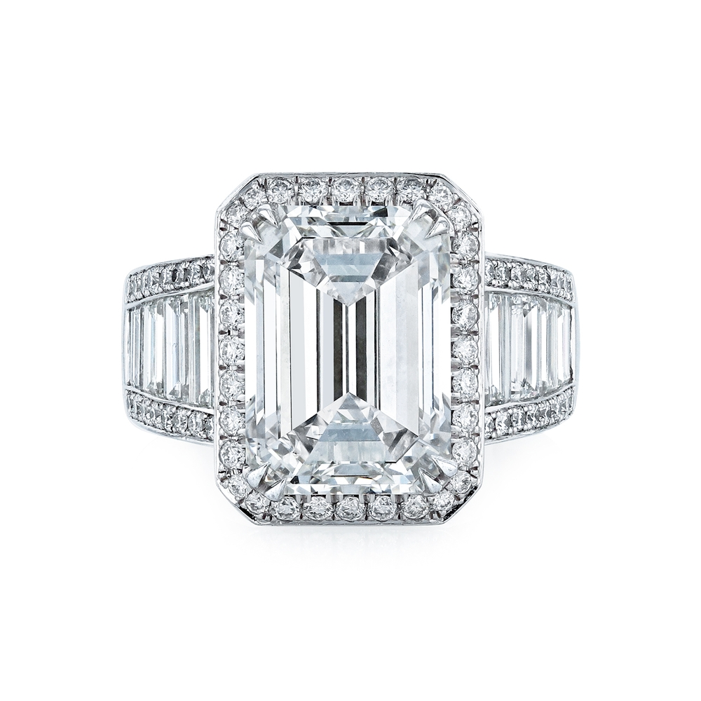 Emerald Cut Halo Ring