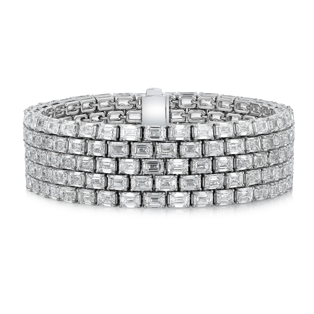 Wide 5-Row Emerald Cut Bracelet