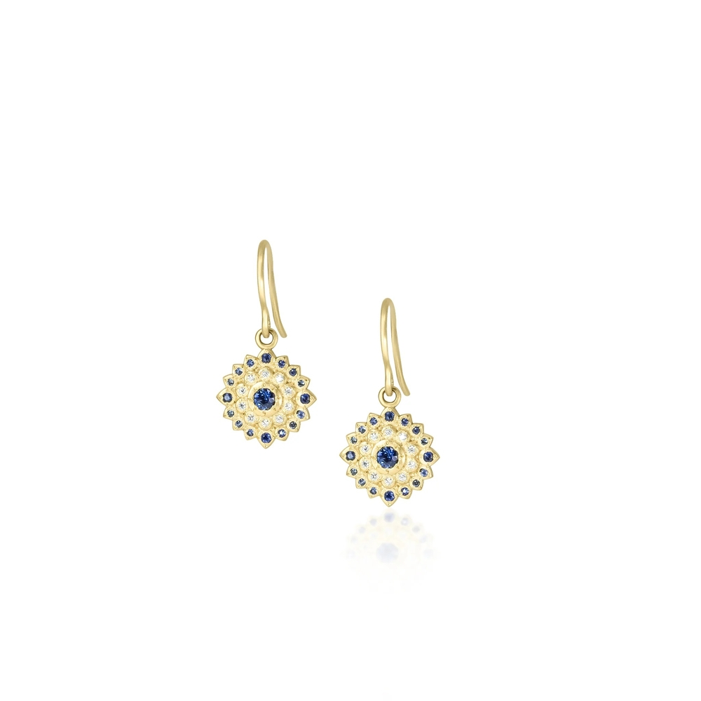 Yellow Gold Sapphire & Diamond Earrings
