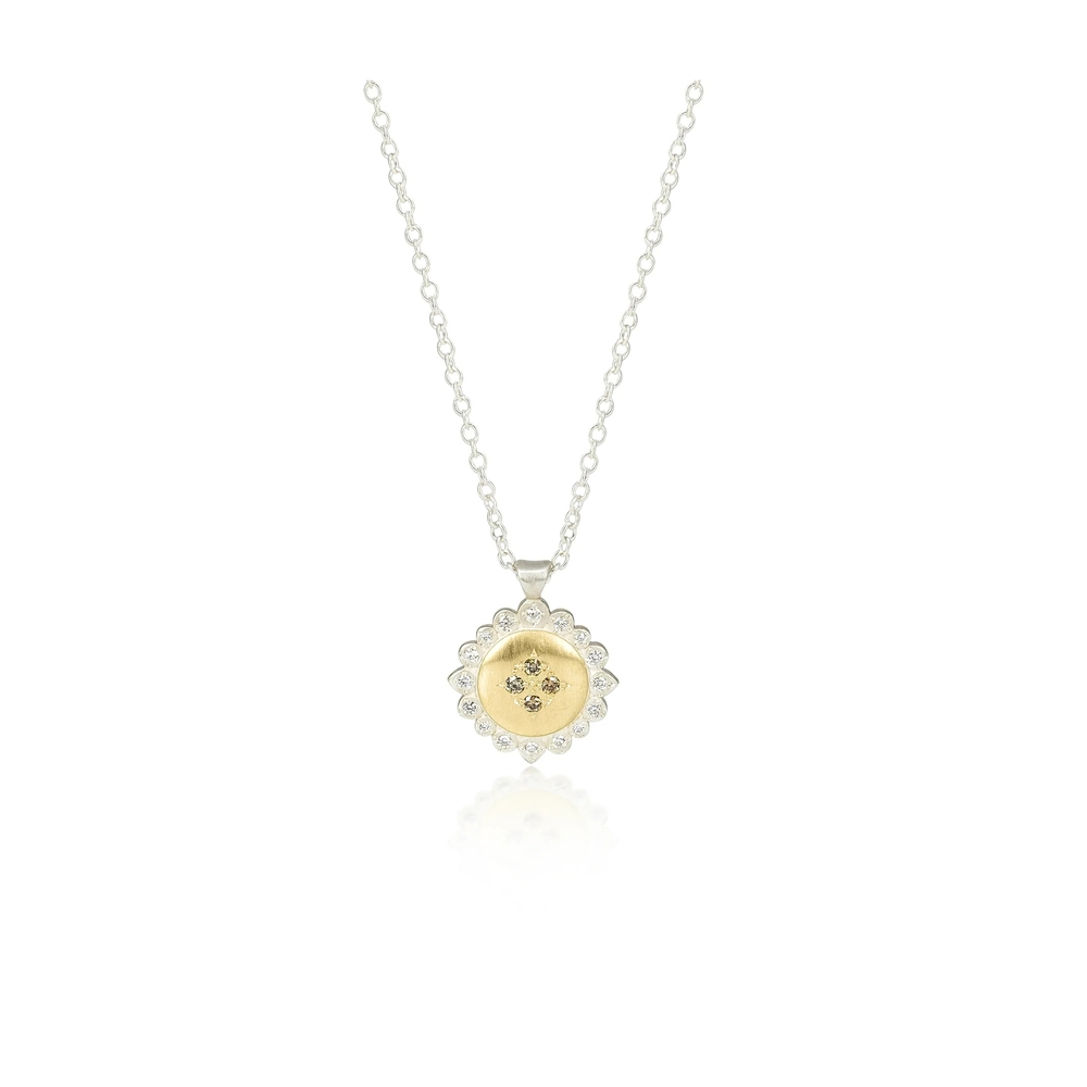 Gold & Sterling Silver Mixed Diamond Necklace