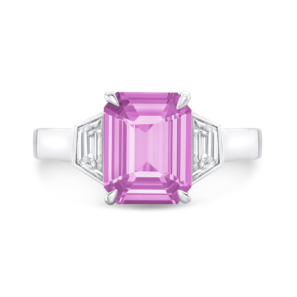 Pink Sapphire Three Stone Ring