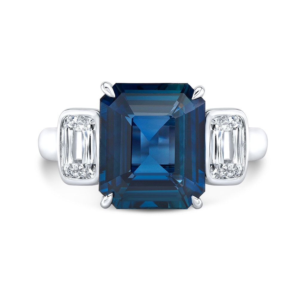 Sapphire and Diamond Three Stone Ring