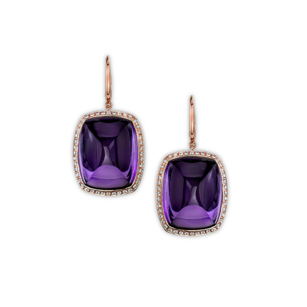 Amethyst and Diamond Drop Earrings