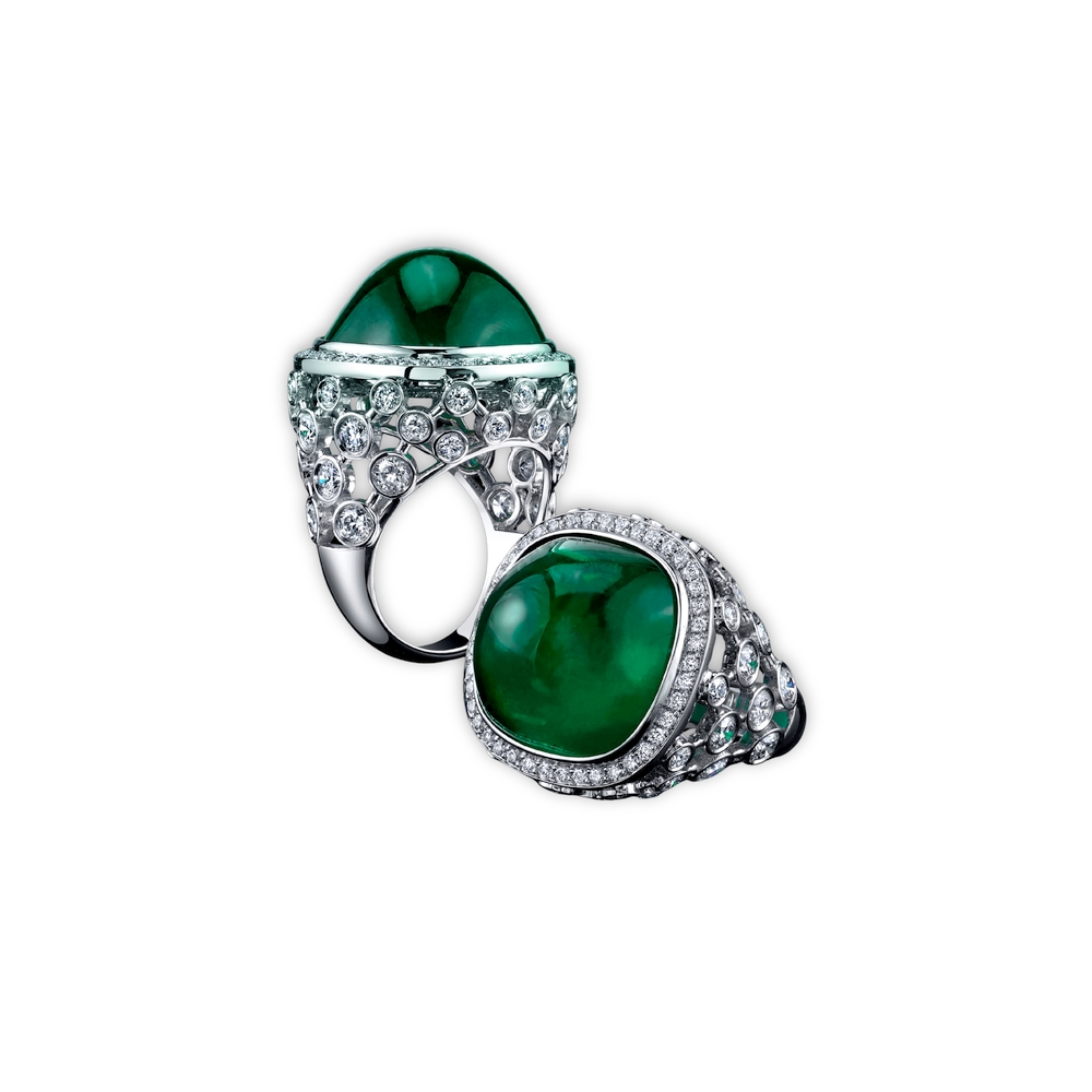 Emerald Cabochon Cocktail Ring