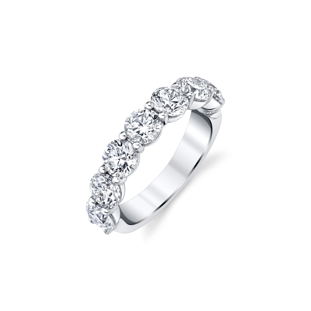 Platinum and Diamond Seven Stone Round Band