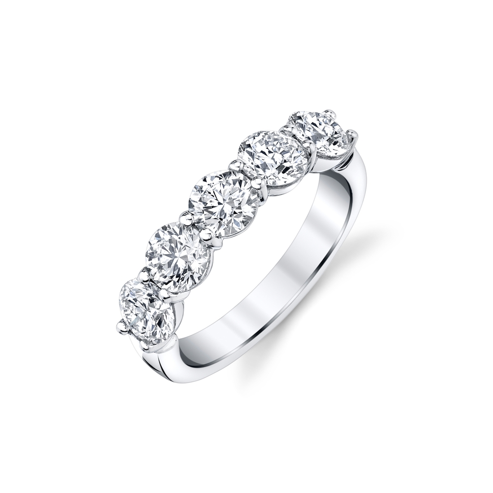 Platinum and Diamond Five Stone Round Band