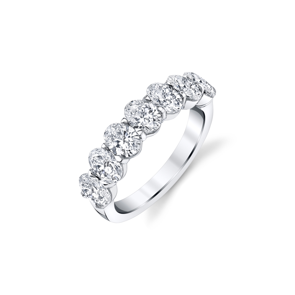 Platinum and Diamond Seven Stone Oval Band