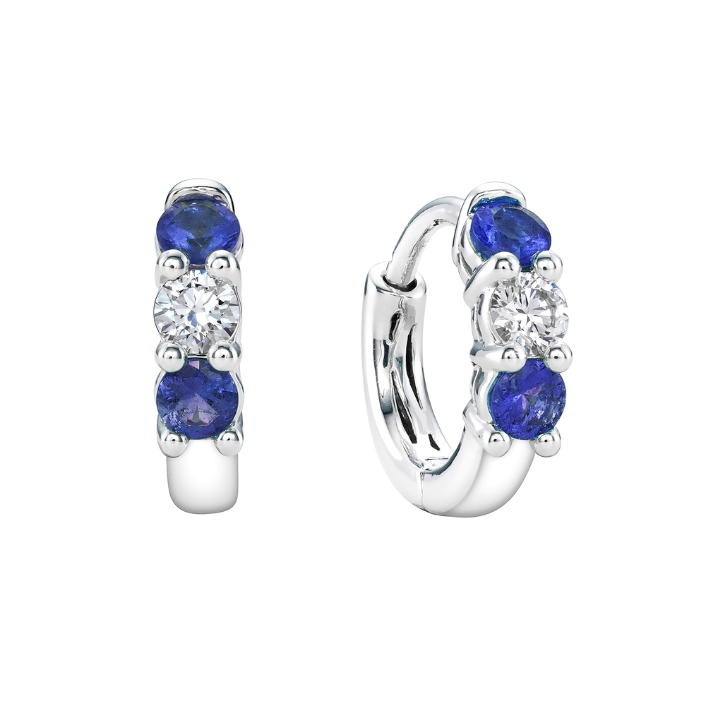 Sapphire and Diamond Huggie Hoops