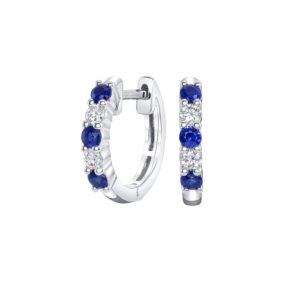 Sapphire and Diamond Hoop Earrings