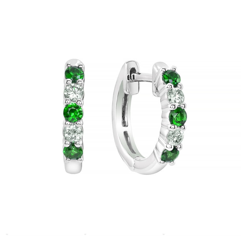 Emerald and Diamond Hoop Earrings