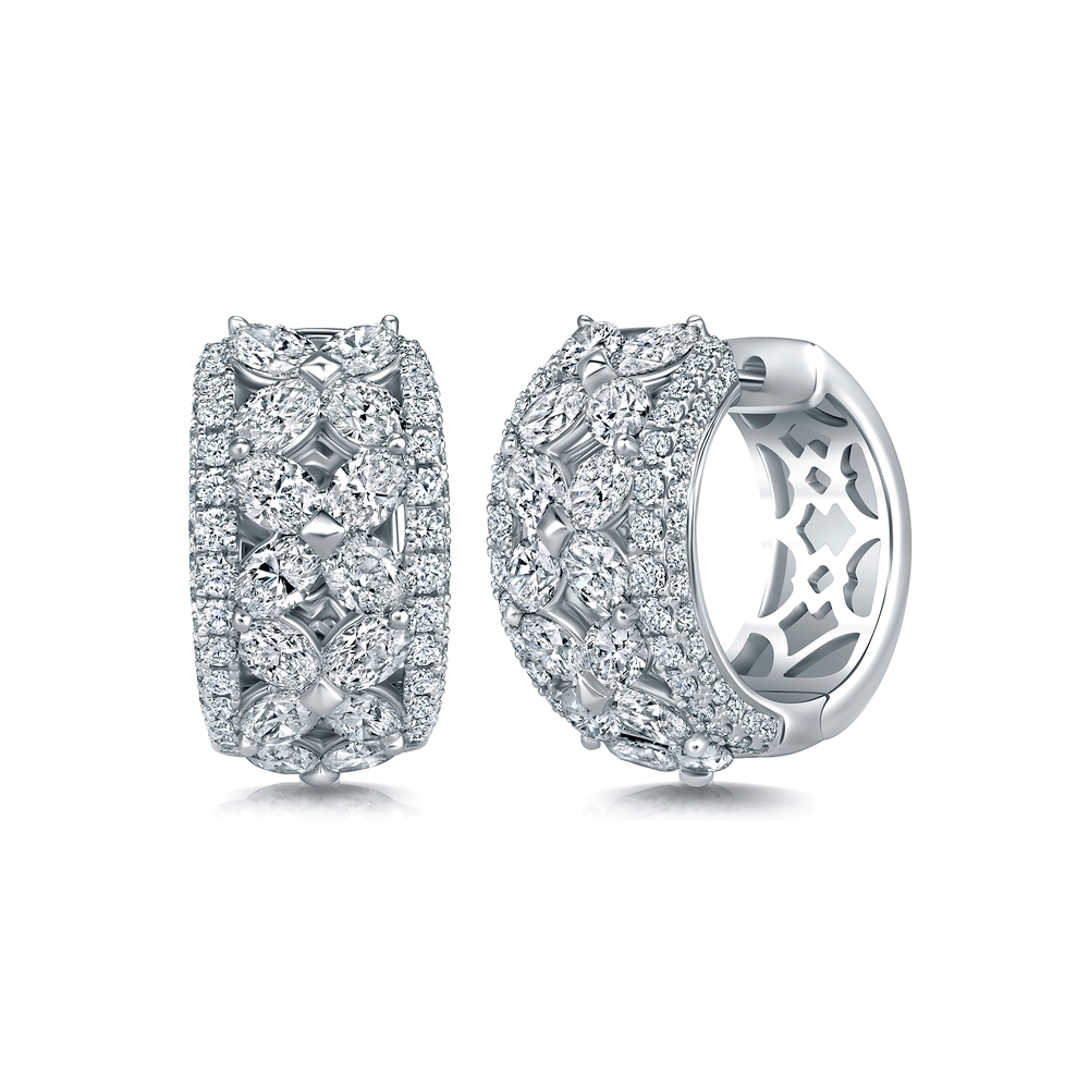 Wide Diamond Hoop Earrings