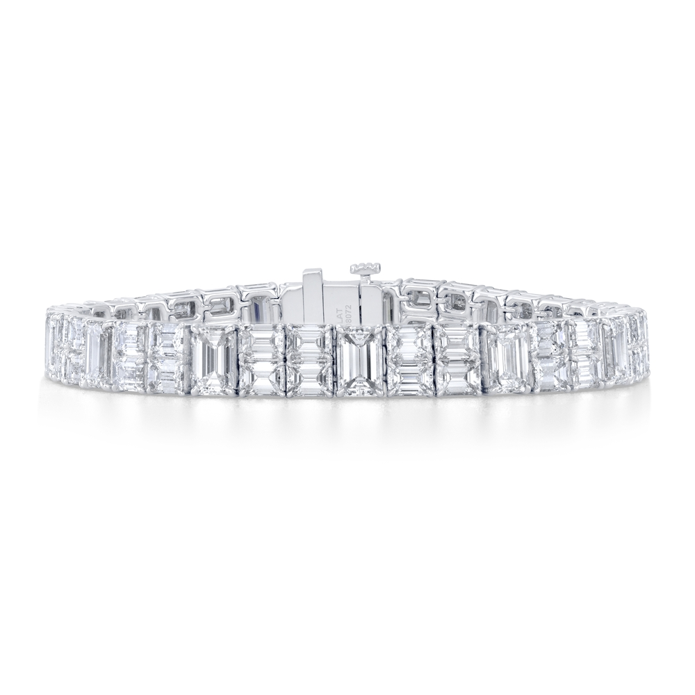 Platinum Emerald Cut Diamond Bracelet