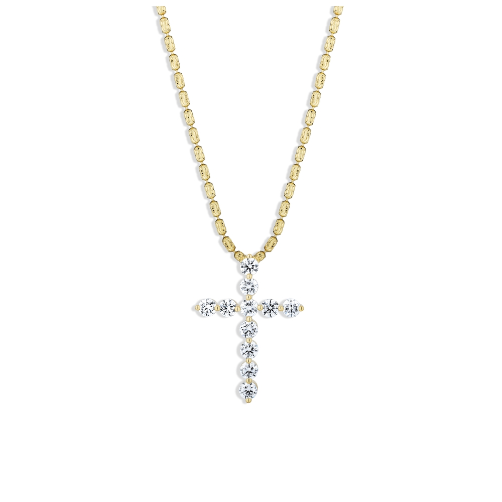 Yellow Gold and Diamond Cross Necklace