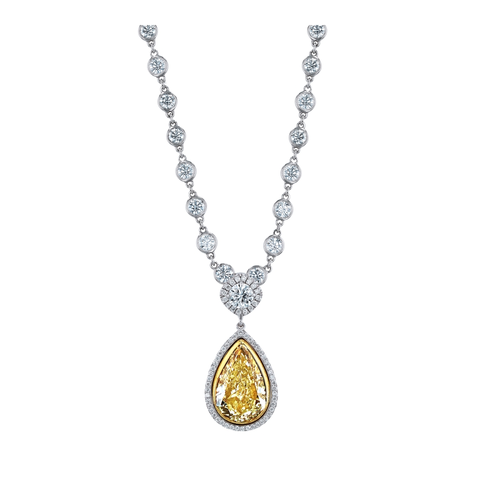Two-Tone Pear Halo Necklace