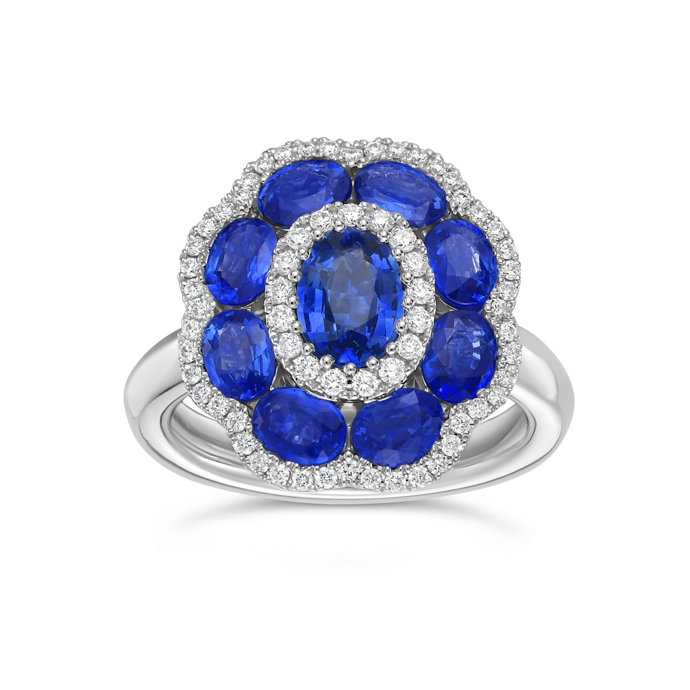 White Gold Sapphire and Diamond Ring