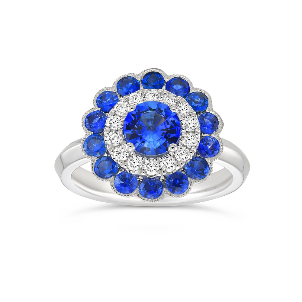 White Gold Sapphire and Diamond Ring