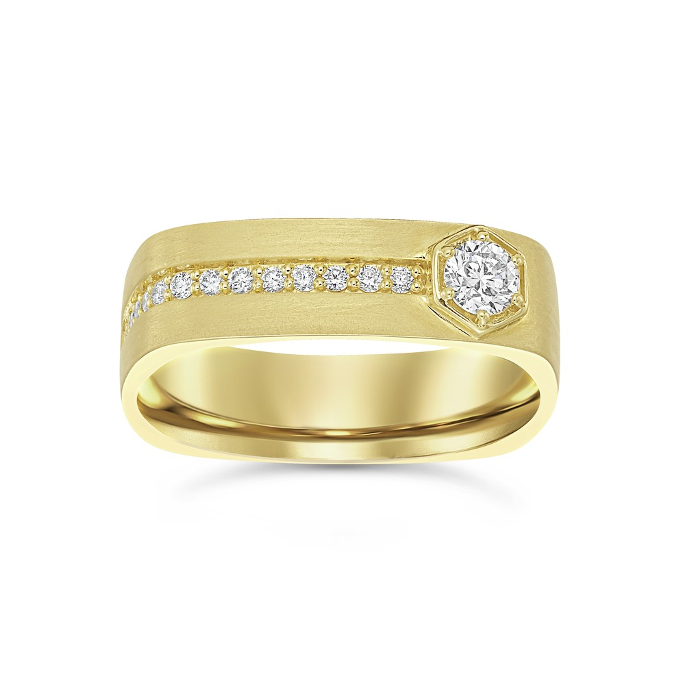 Yellow Gold and Diamond Mens Ring