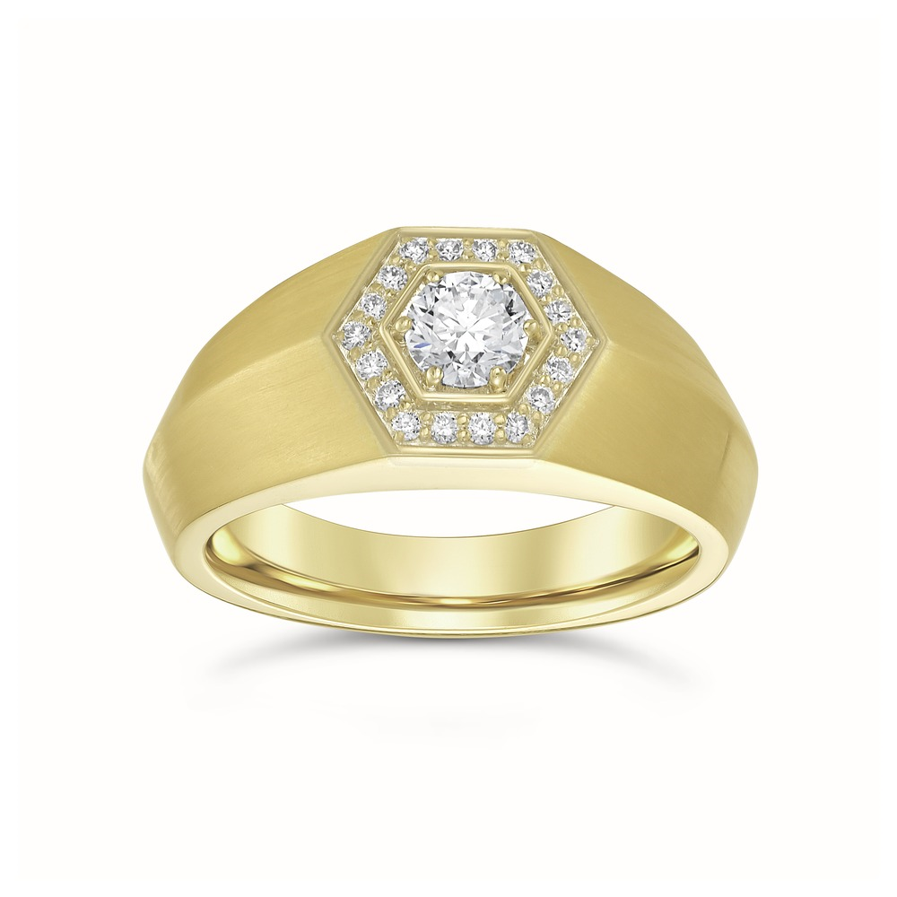 Yellow Gold and Diamond Mens Ring