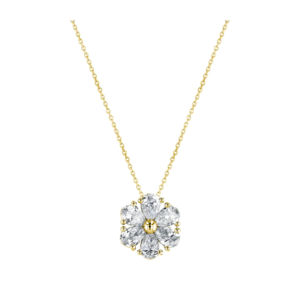 Yellow Gold and Diamond Flower Necklace