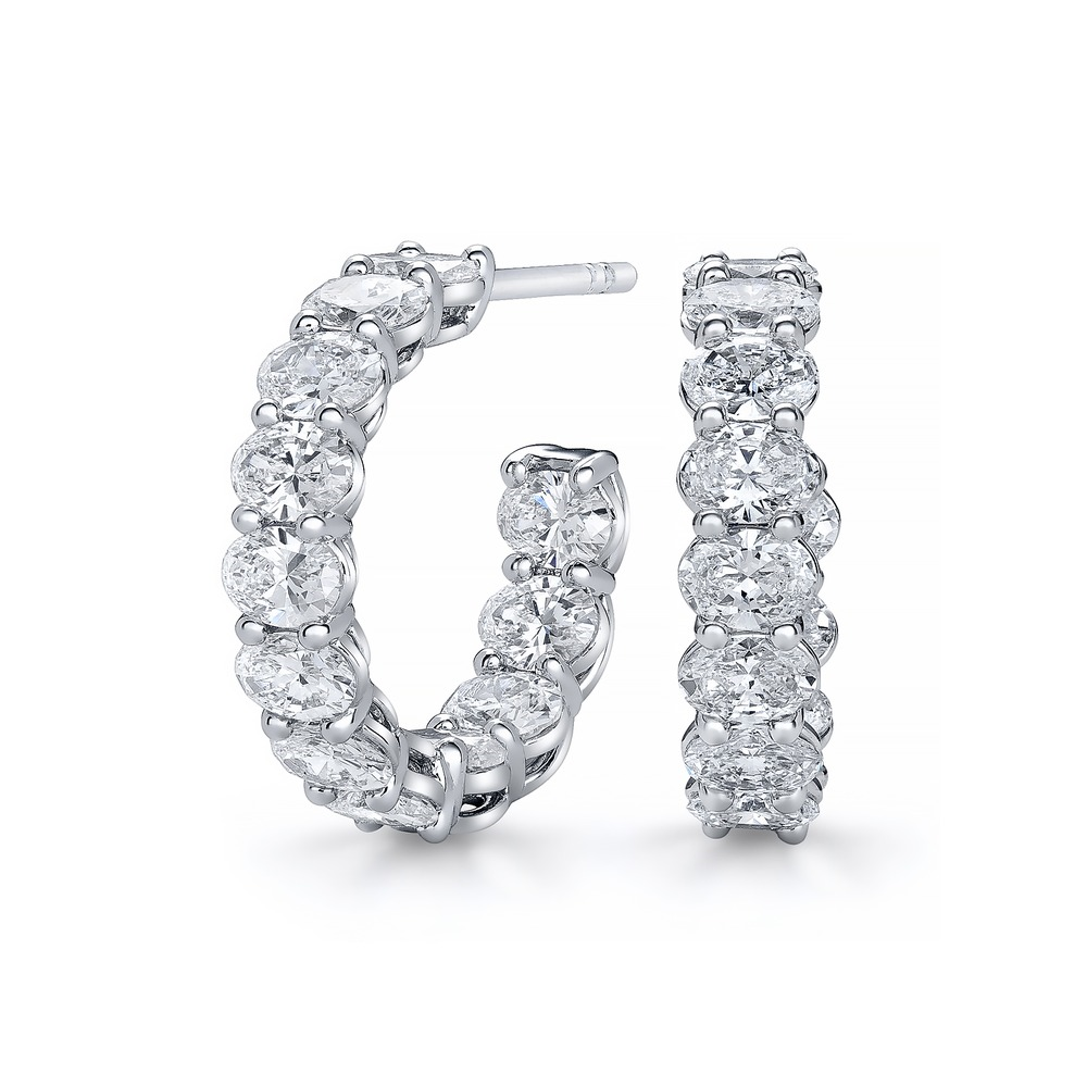 White Gold and Diamond Hoop Earrings