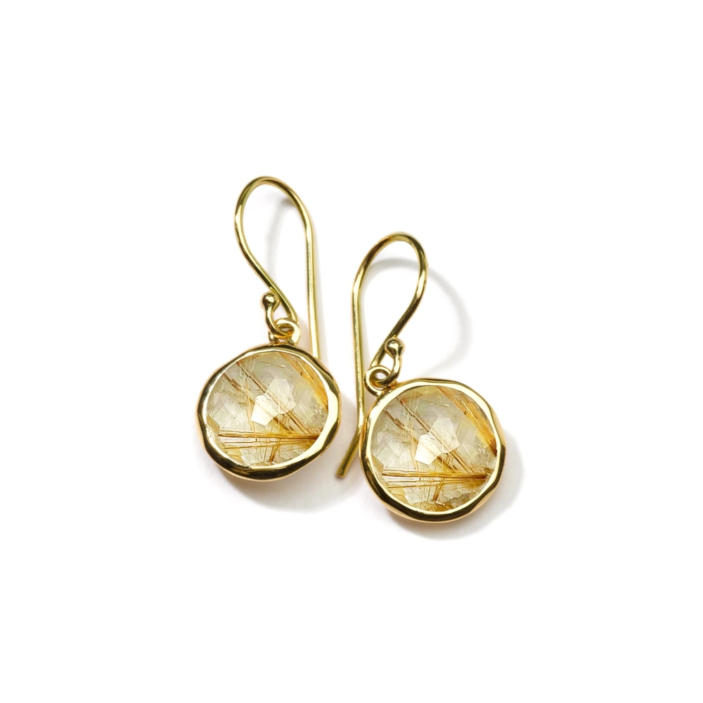 Yellow Gold and Rutilated Quartz Mini Lollipop Earrings