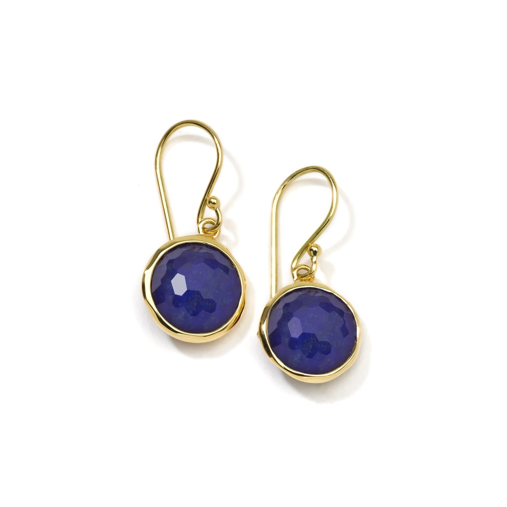 Yellow Gold Lapis and Rock Crystal Mini Drop Earrings
