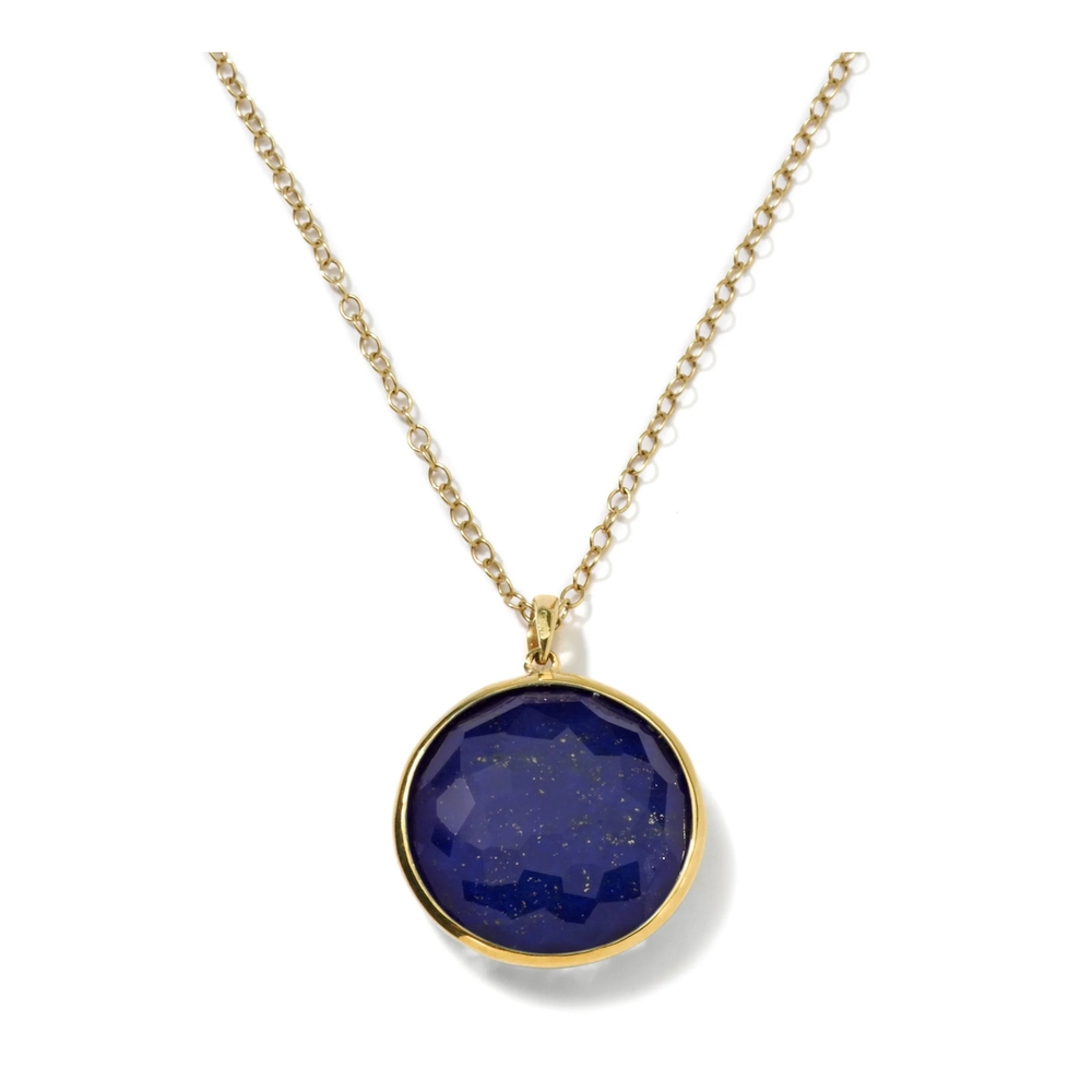 Yellow Gold Lapis and Rock Crystal Lollipop Necklace