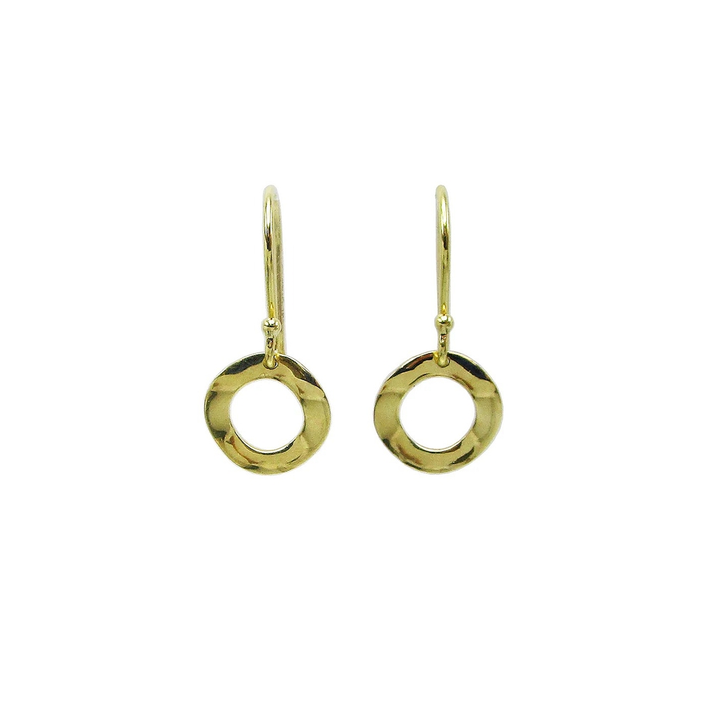 Yellow Gold Mini Wavy Circle Earrings