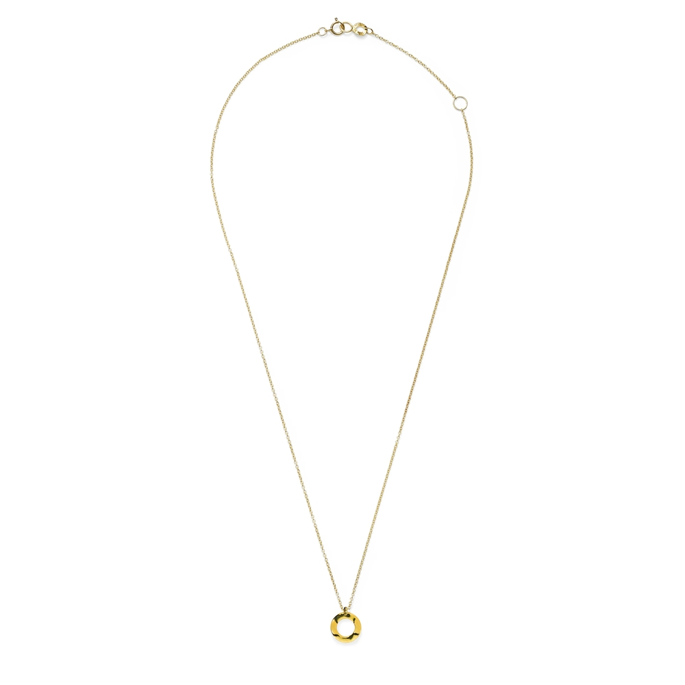 Yellow Gold Mini Wavy Circle Necklace