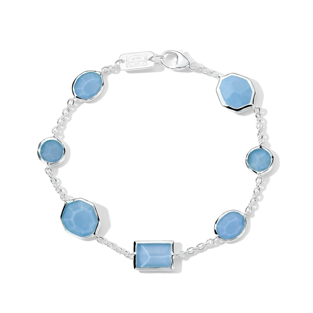 Sterling Silver and Blue Jade Mixed-Cut Bracelet