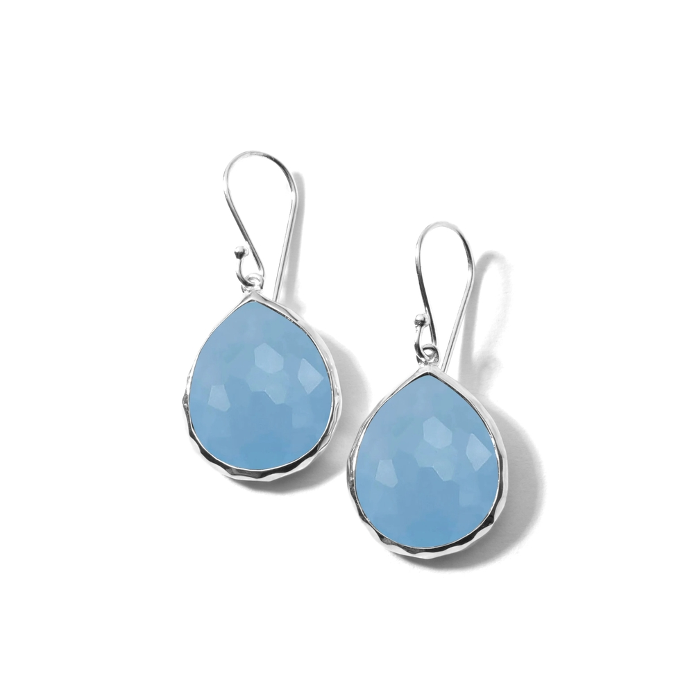 Sterling Silver and Blue Jade Teardrop Earrings