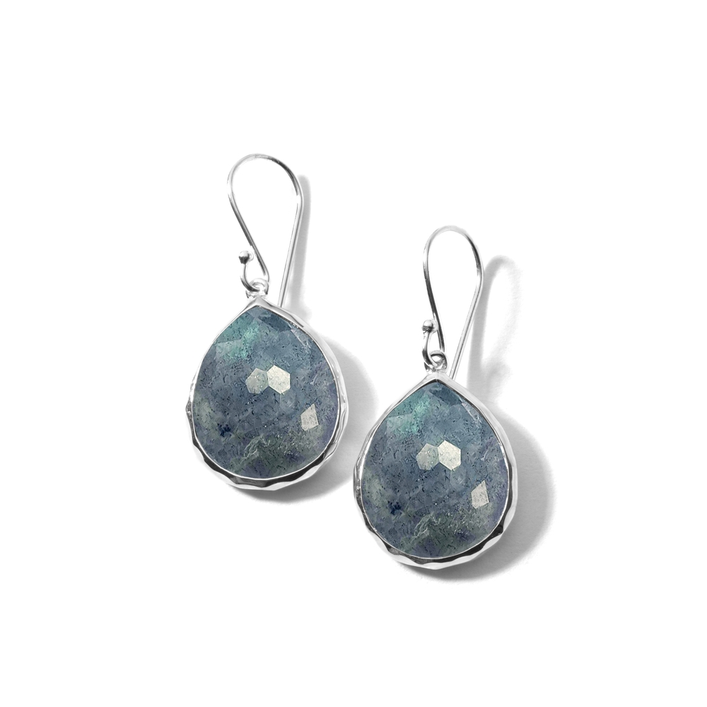 Sterling Silver Labradorite and Rock Crystal Teardrop Earrings