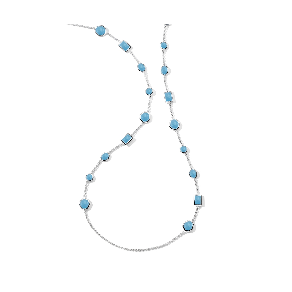 Sterling Silver and Blue Jade Mixed-Cut Necklace