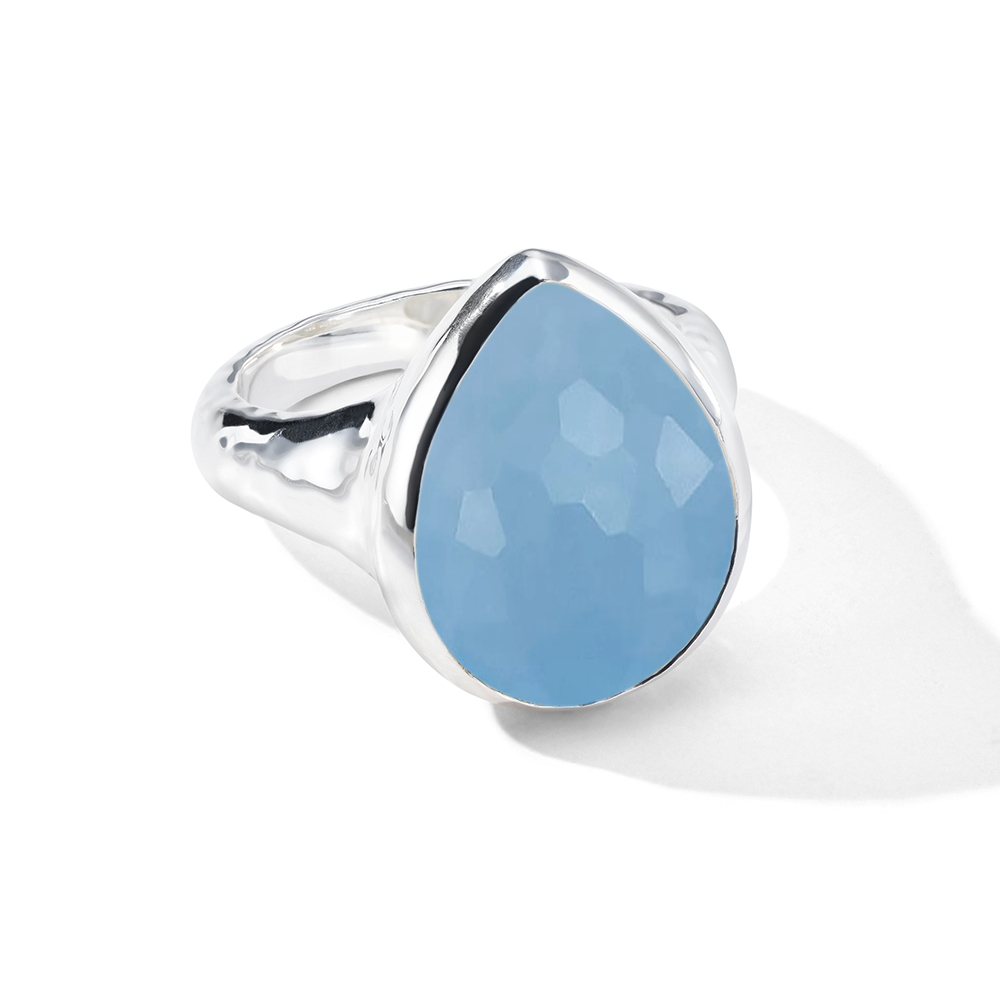 Sterling Silver and Blue Jade Medium Teardrop Ring