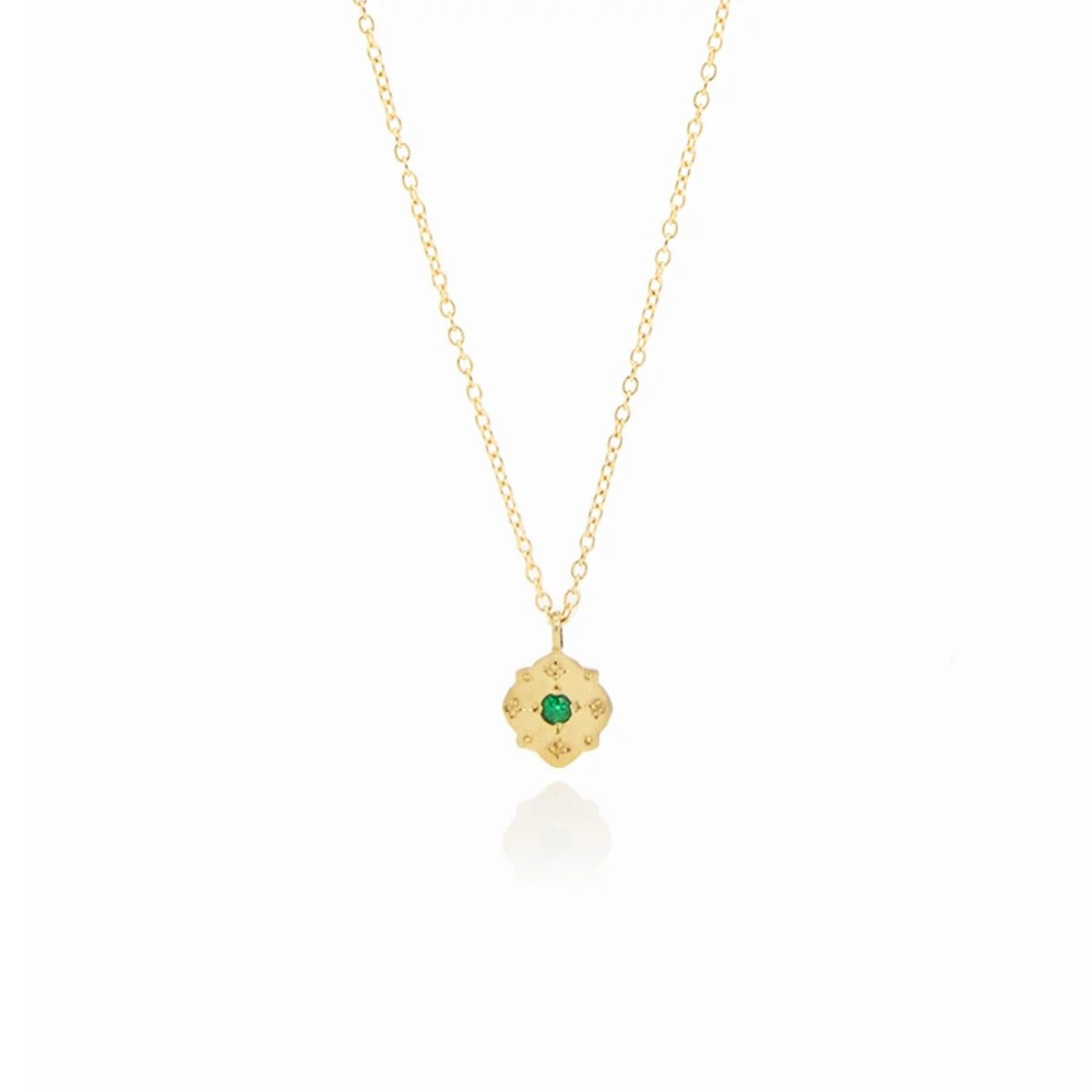 Yellow Gold Emerald Kite Charm Necklace