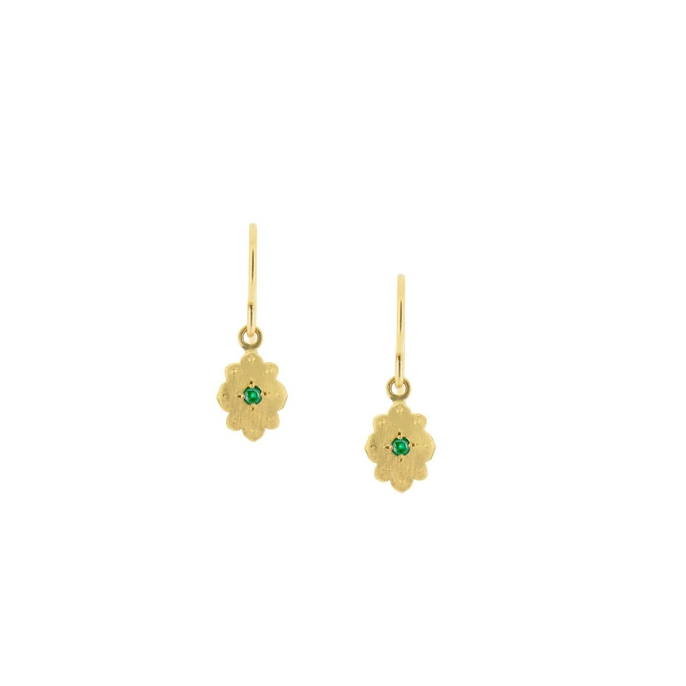 Yellow Gold Emerald Cloud Drop Earrings