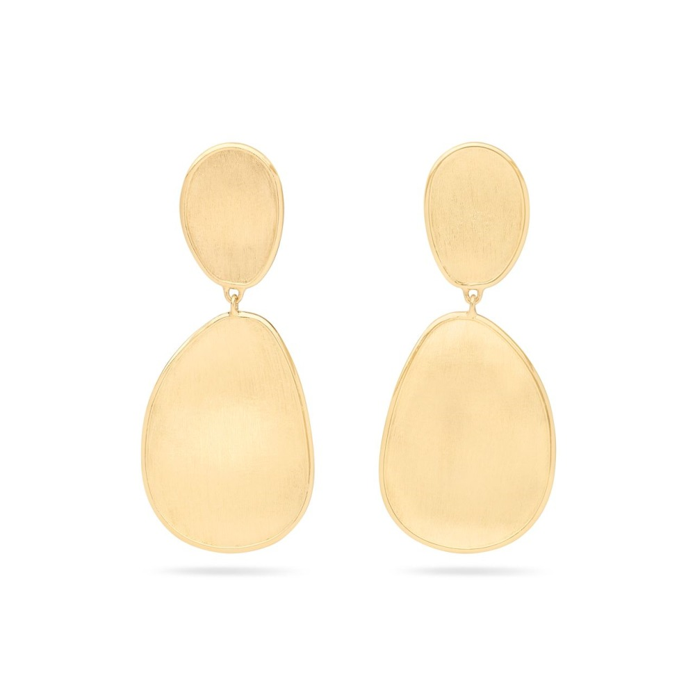 Yellow Gold Lunaria Double Drop Earrings
