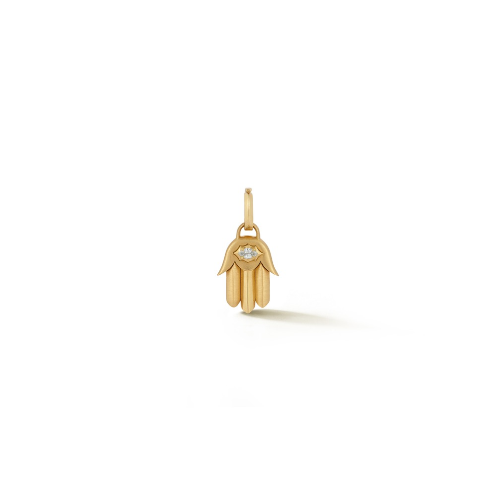 Yellow Gold and Diamond Mini Hamsa Charm