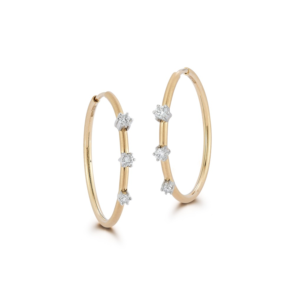 Platinum/Yellow Gold Diamond Mini Penelope Hoops