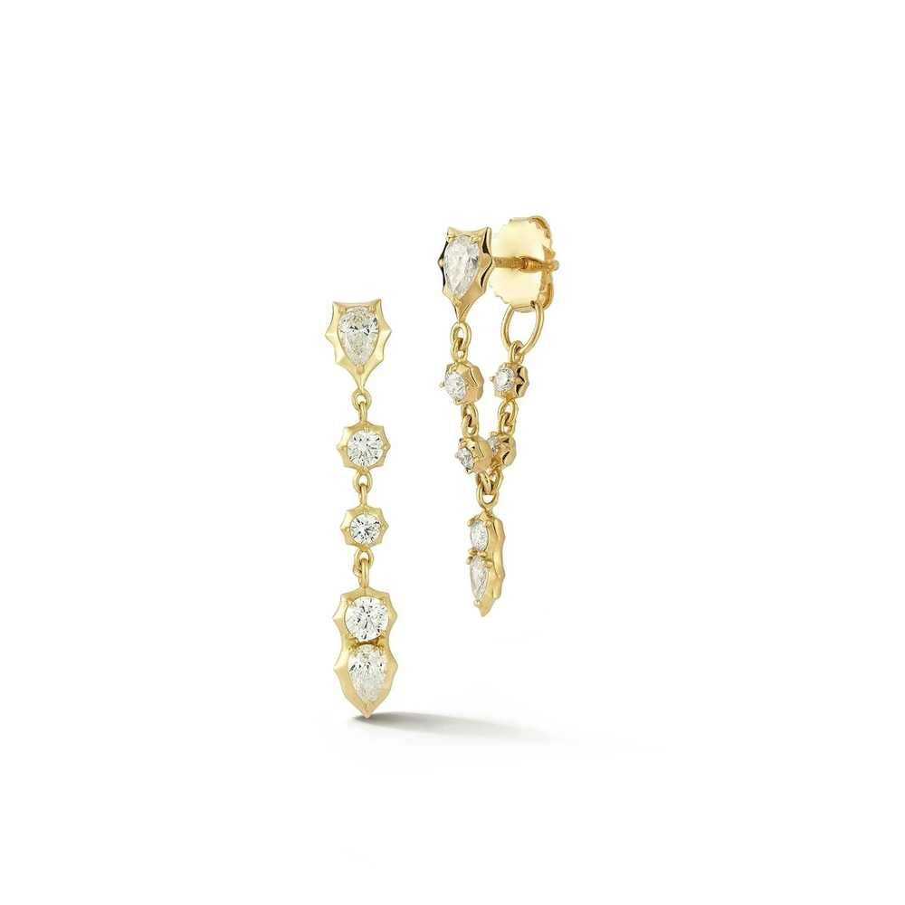 Yellow Gold and Diamond Posey Loop Earrings