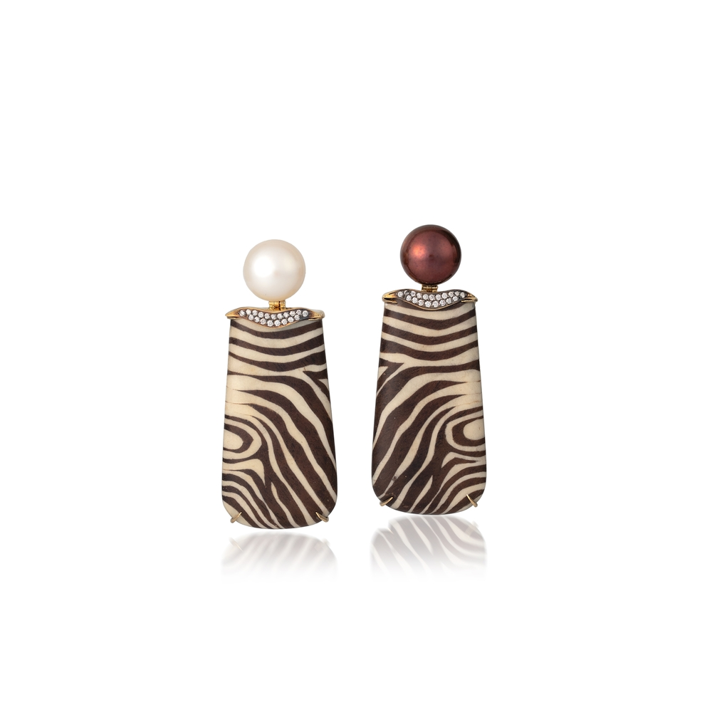 Zebra Marquetry Drop Earrings