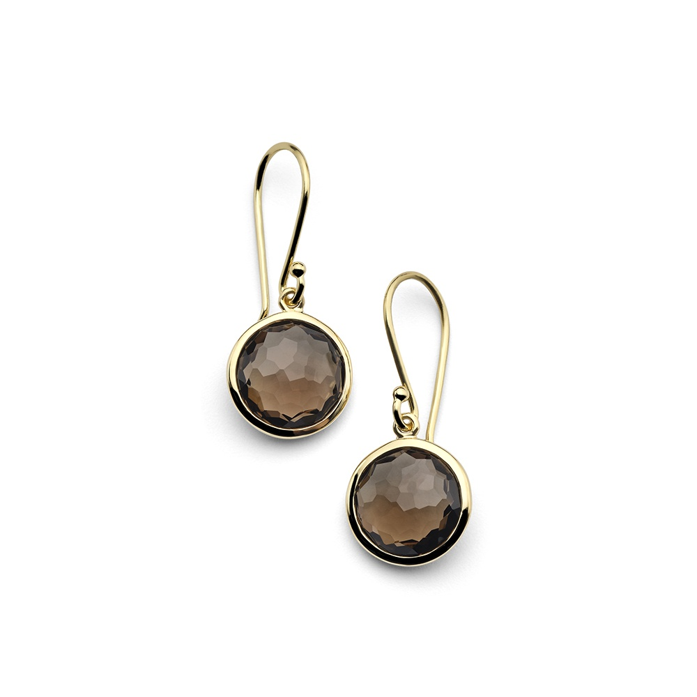 Yellow Gold and Smoky Quartz Mini Lollipop Earrings
