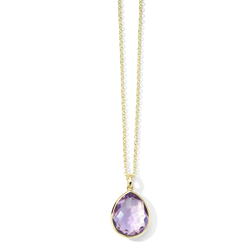 Yellow Gold and Dark Amethyst Medium Teardrop Necklace