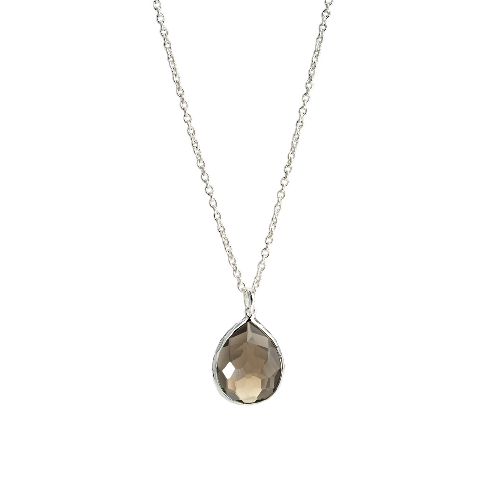 Sterling Silver and Smoky Quartz Mini Teardrop Necklace