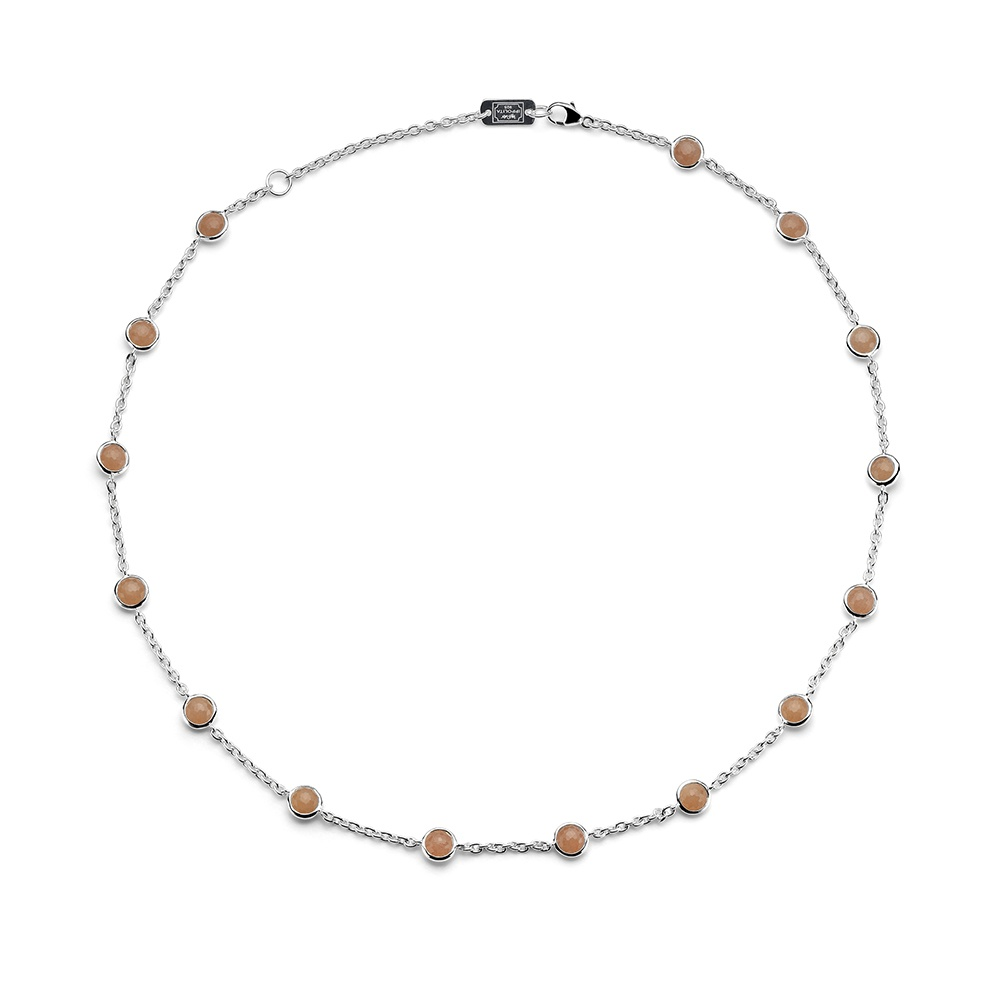 Sterling Silver and Peach Moonstone Confetti Necklace
