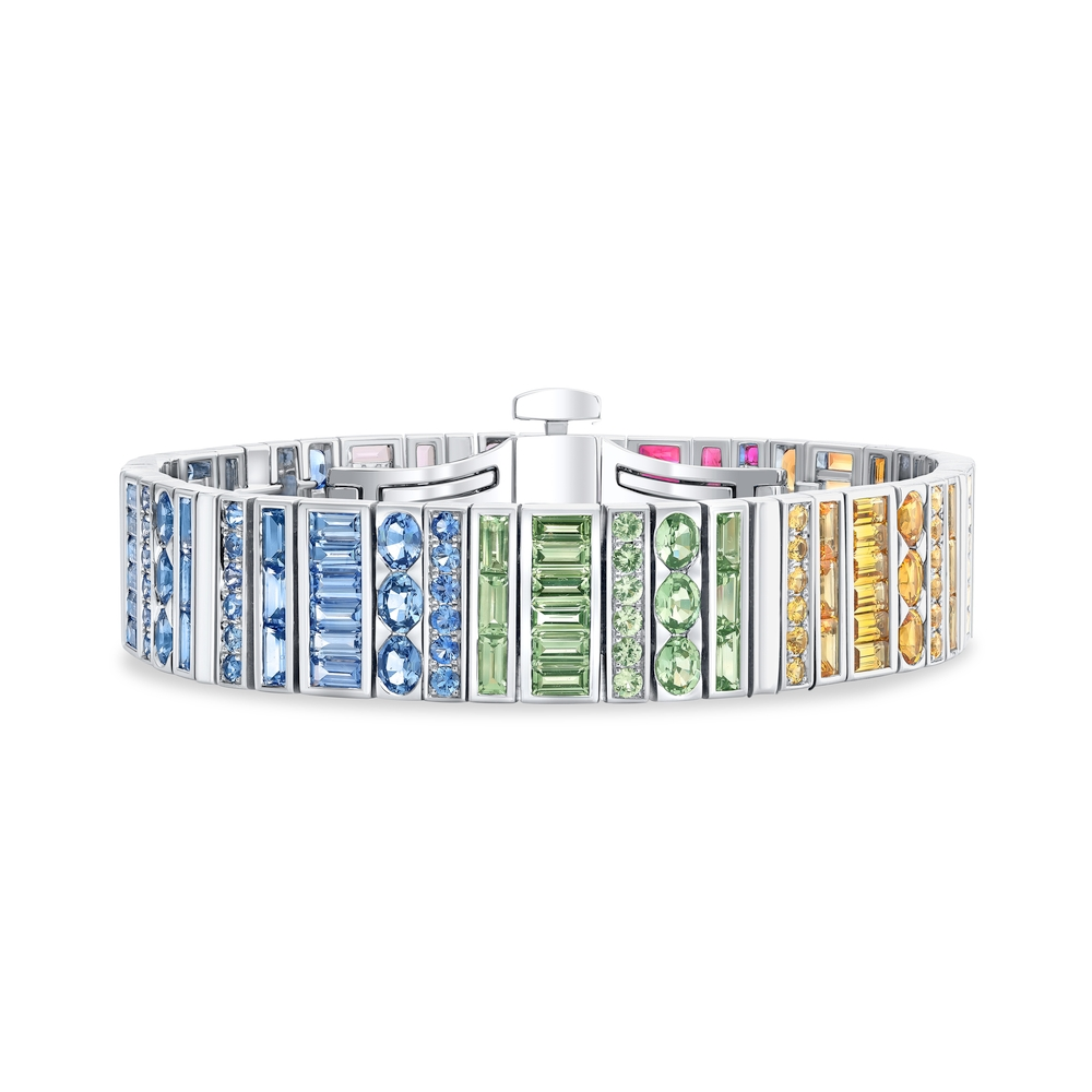 Platinum Multi-Colored Sapphire and Ruby Bracelet