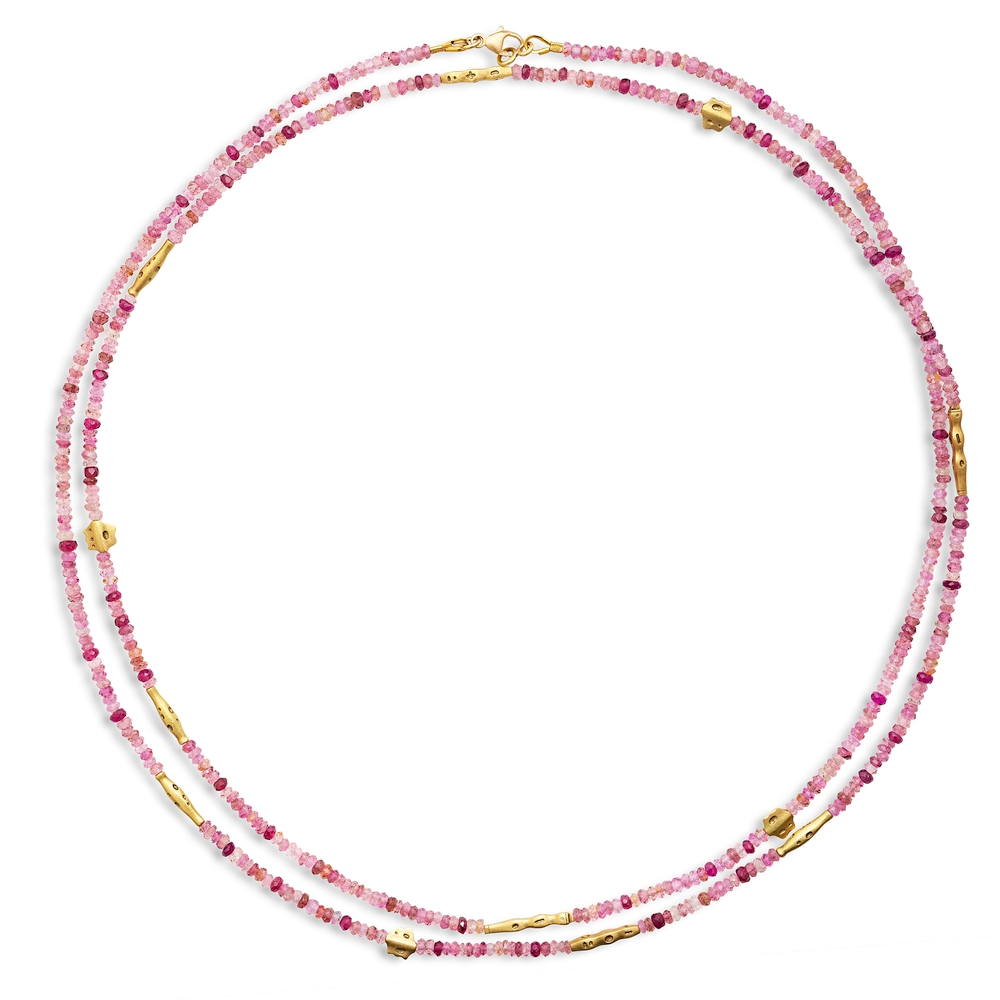 Yellow Gold and Pink Tourmaline Flora Necklace