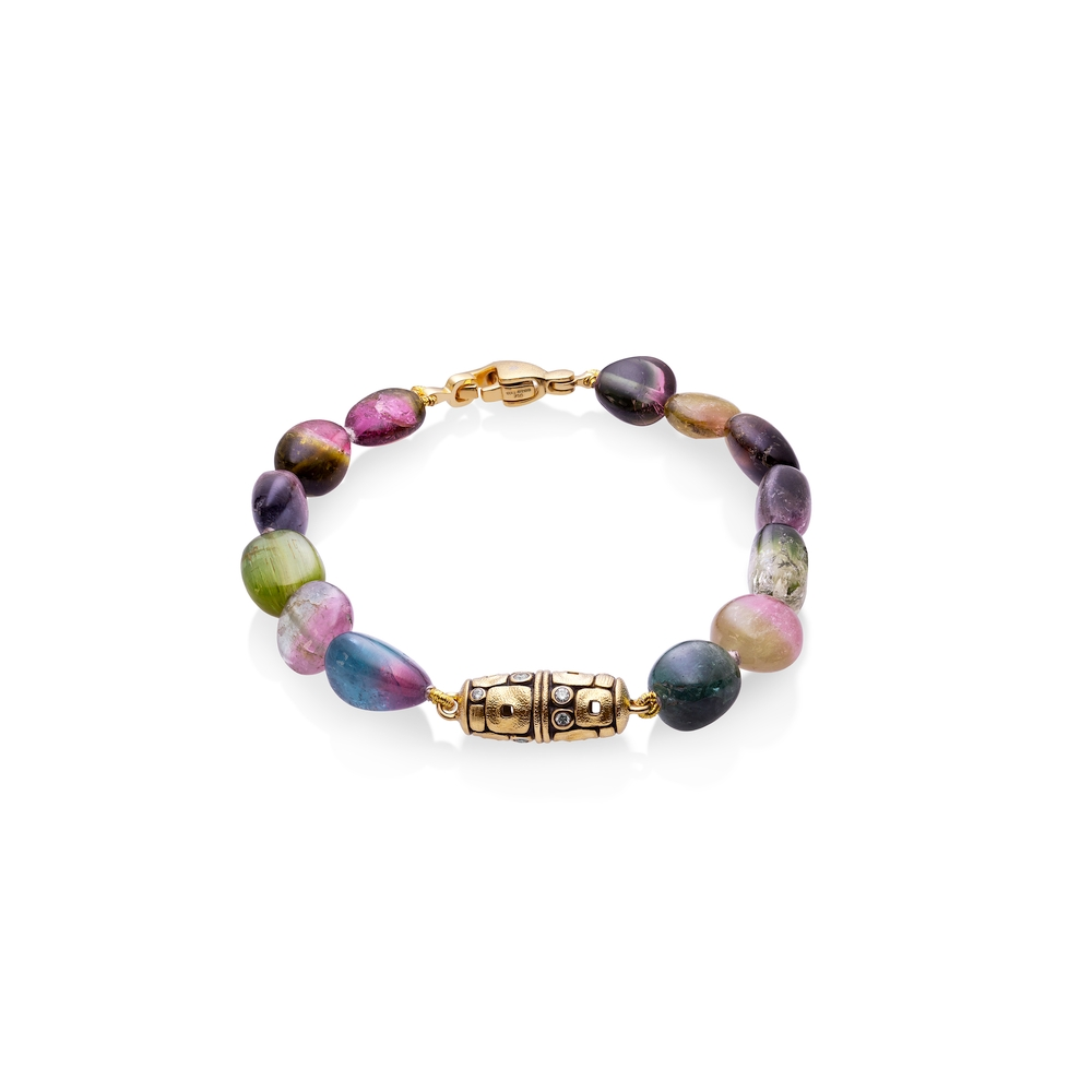 Yellow Gold Diamond and Tourmaline Little Windows Bracelet