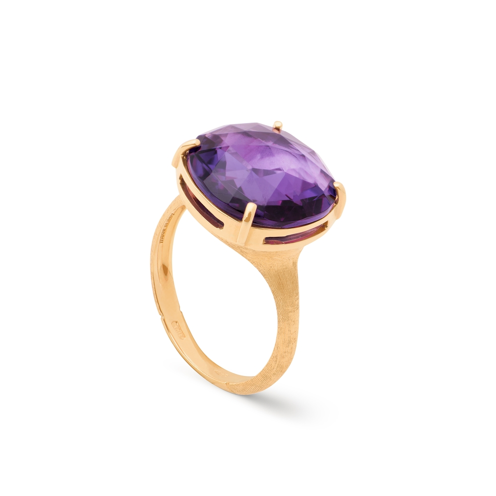 Yellow Gold and Amethyst Cushion Jaipur Ring