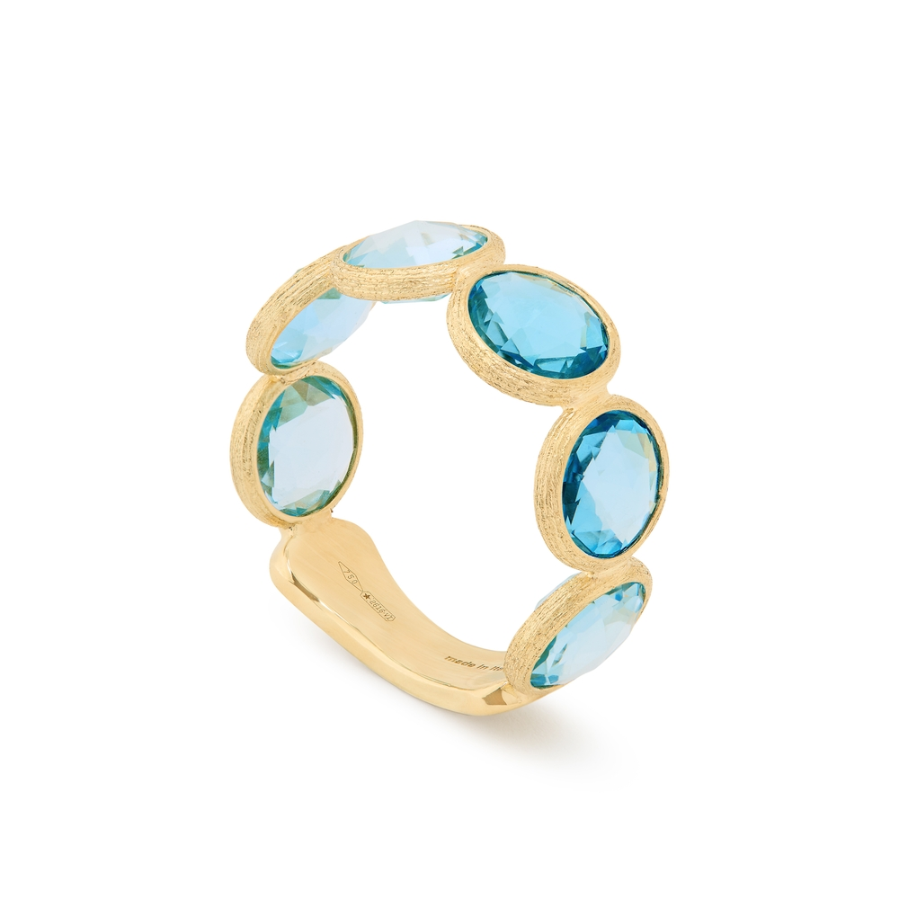 Yellow Gold and Blue Topaz 6-Stone Jaipur Ring